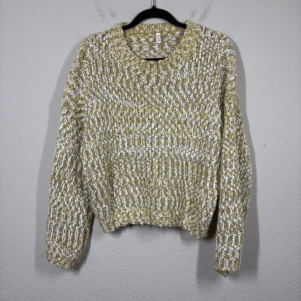 Raga Womens Size XS Loose Knit Sweater Green Crew Neck Chunky Cozy